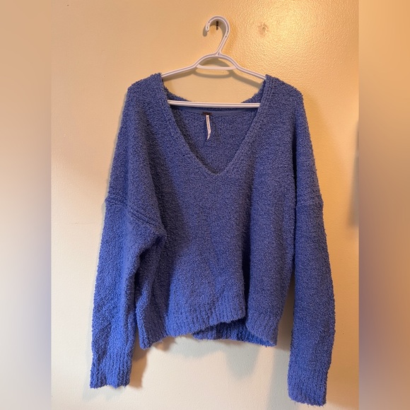 Free People Knit Purple V Neck Sweater - Picture 1 of 2